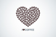 Coffee beans love concept vector.