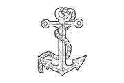 Anchor and rope sketch vector