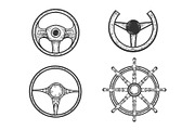 Steering wheel set sketch vector