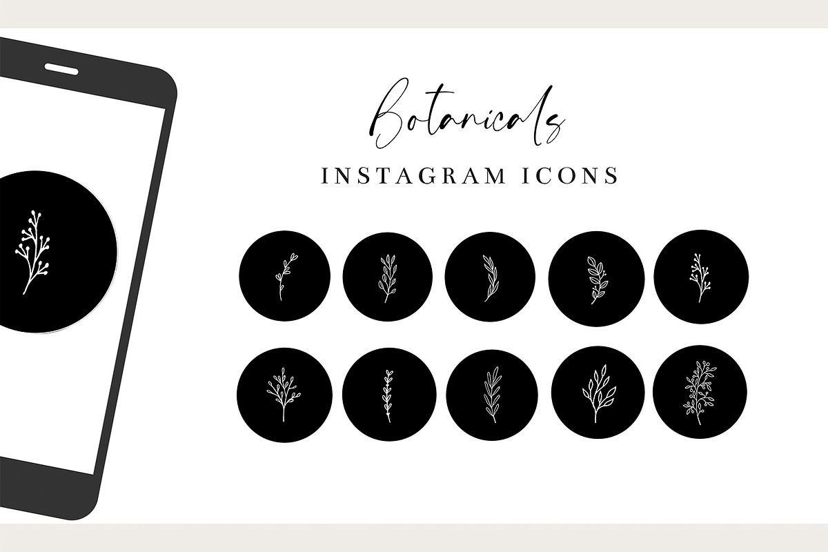 Black Botanical Instagram Highlights in Instagram Templates - product preview 8