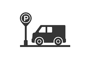 Car with Parking Meter Icon on White