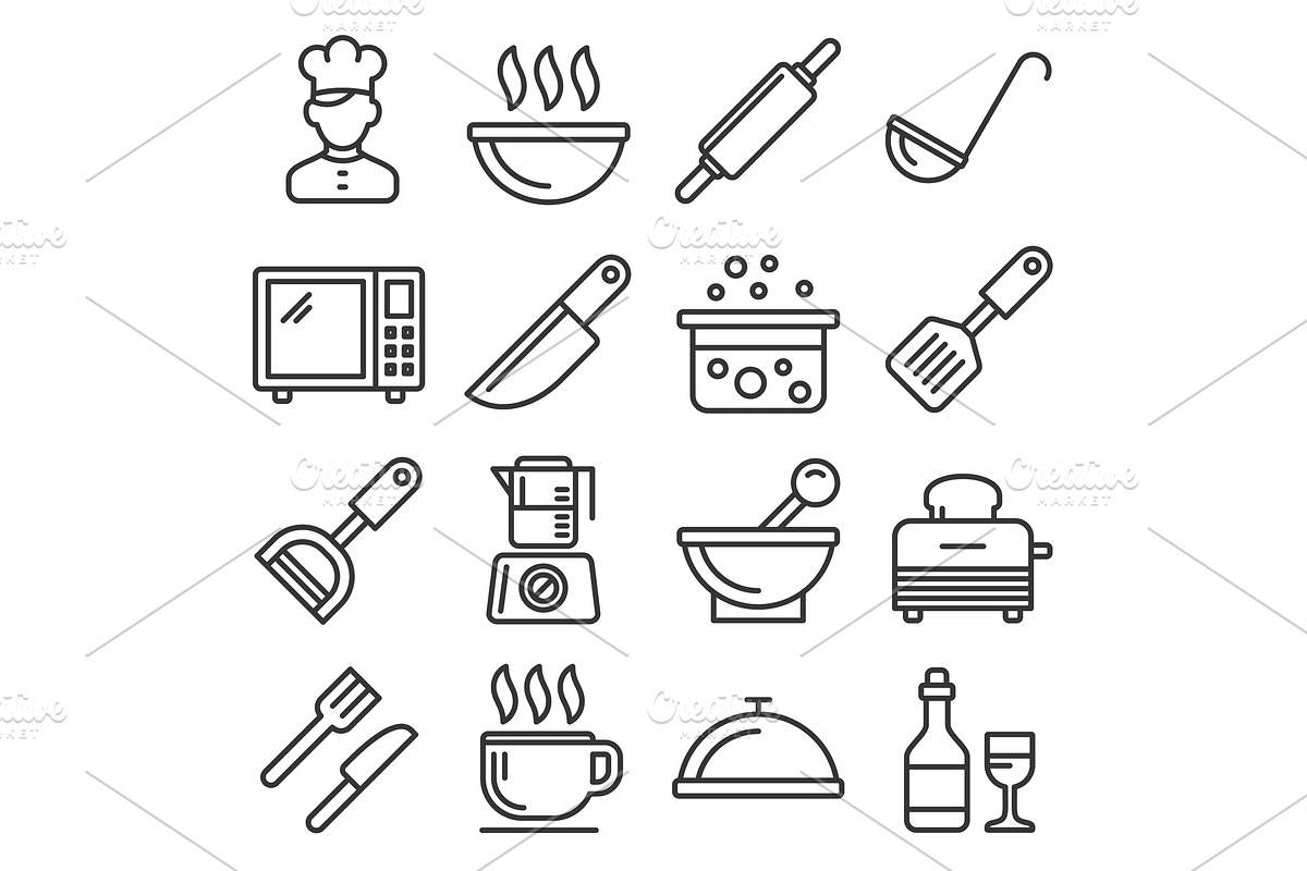 Cooking and Kitchen Icons Set on in Illustrations - product preview 8
