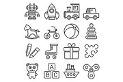 Toys Icons Set on White Background