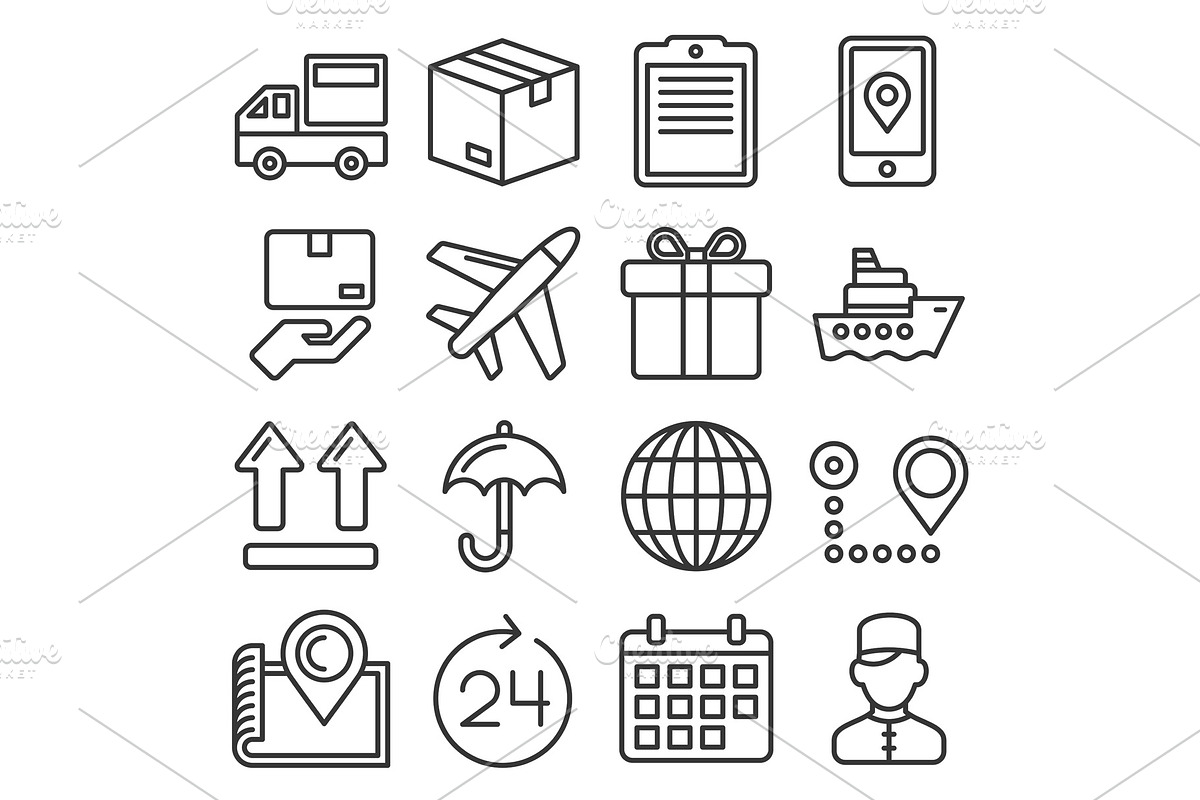 Shipping and Delivery Icons Set on in Illustrations - product preview 8