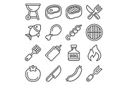 Barbecue and Grill Icons Set on