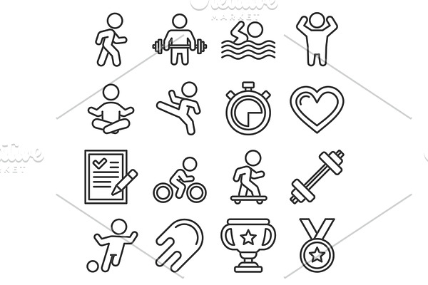 Wellness Sport and Fitness Icons Set