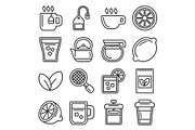 Tea Icons Set on White Background