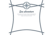 Sea Adventure, Colorful Card, Vector