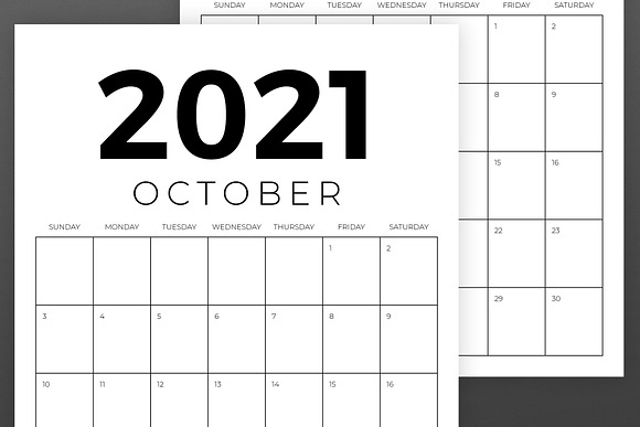 Vertical 8.5 x 11 Inch 2021 Calendar in Stationery Templates - product preview 5
