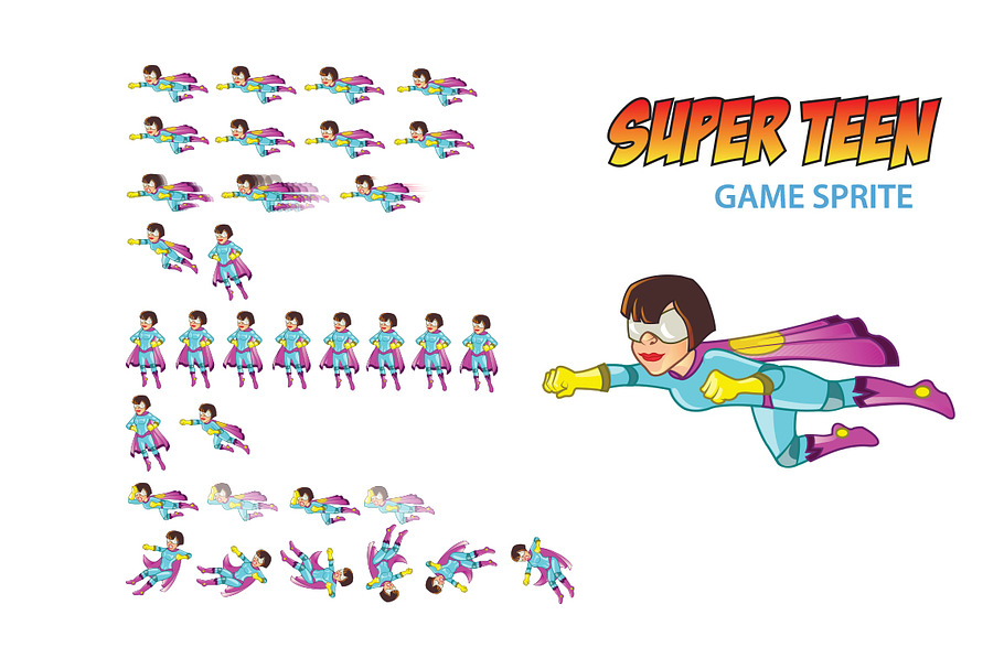 Super Teen Game Sprite in Illustrations - product preview 8
