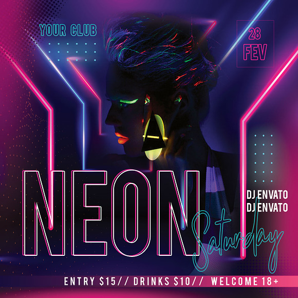 Neon Party Flyer in Flyer Templates - product preview 2