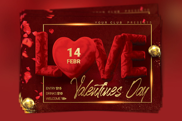 Valentine Day Party Flyer in Flyer Templates - product preview 1