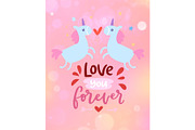 Love card with cute unicorns and