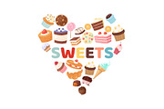 Sweets heart vector illustration