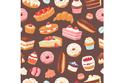 Sweet pastry seamless vector pattern