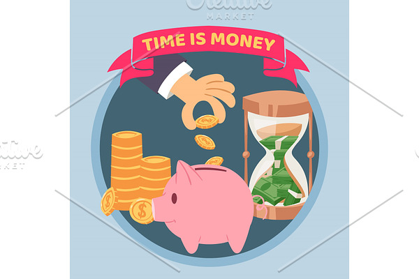 Time is money blue poster, vector