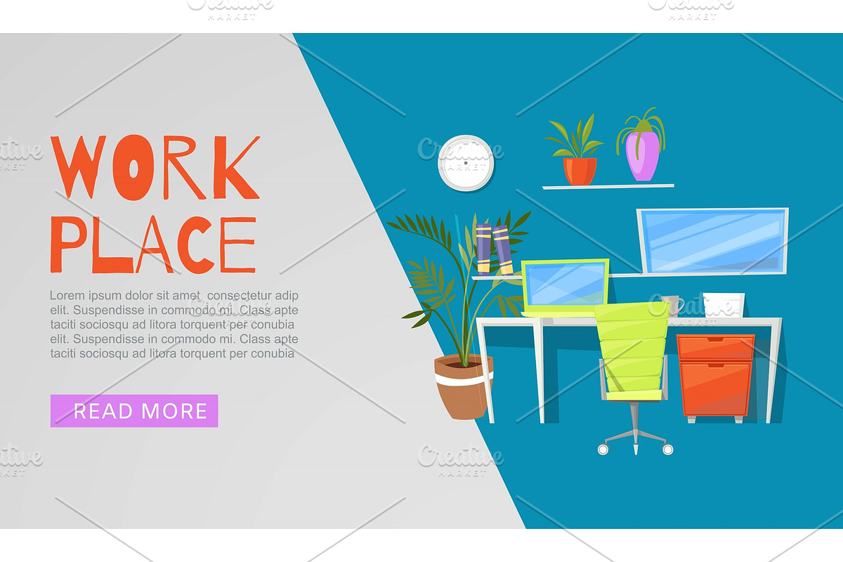 Workplace vector illustration for in Illustrations - product preview 8