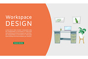 Workspace interior design vector
