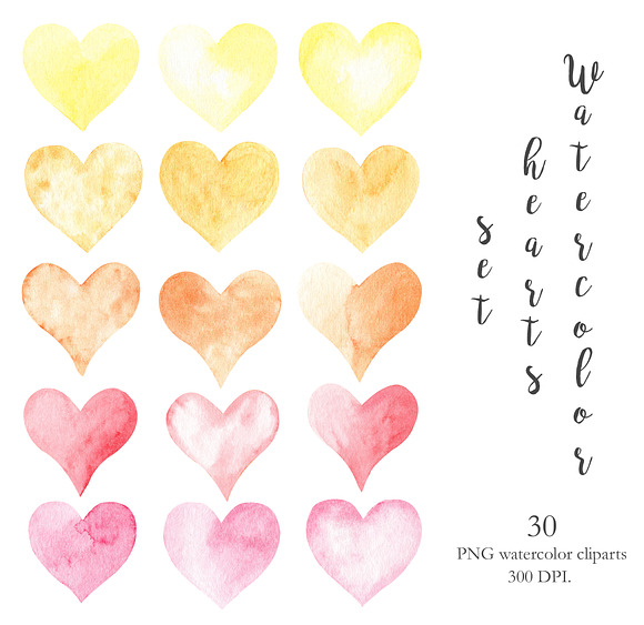 Watercolor Rainbow Hearts Collection in Illustrations - product preview 1