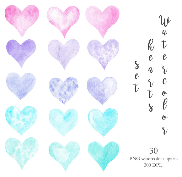 Watercolor Rainbow Hearts Collection in Illustrations - product preview 2