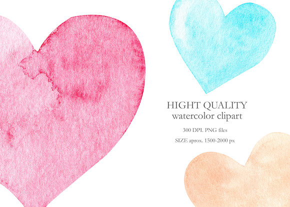 Watercolor Rainbow Hearts Collection in Illustrations - product preview 3