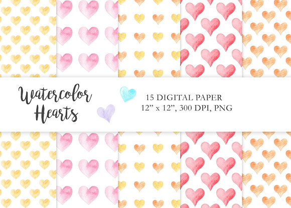 Watercolor Rainbow Hearts Collection in Illustrations - product preview 4