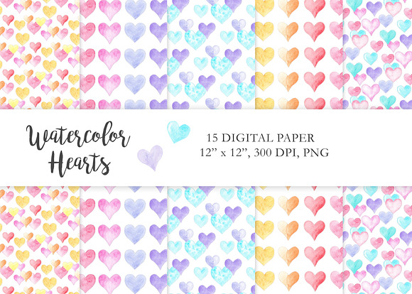 Watercolor Rainbow Hearts Collection in Illustrations - product preview 5