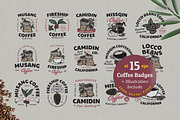 15 Coffee Vintage Badges Set