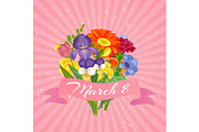 8 March women s day floral card with
