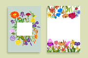 Floral banner set with flowers frame