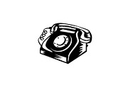 Vintage Landline Telephone Woodcut