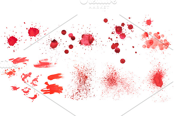 Watercolor blood blots. Big Set in Illustrations - product preview 4