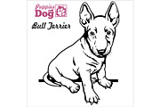 Bull Terrier puppy sitting. Drawing