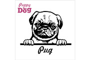 Puppy Pug - Peeking Dogs - breed