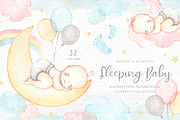 Sleeping Baby Watercolor Clip Arts