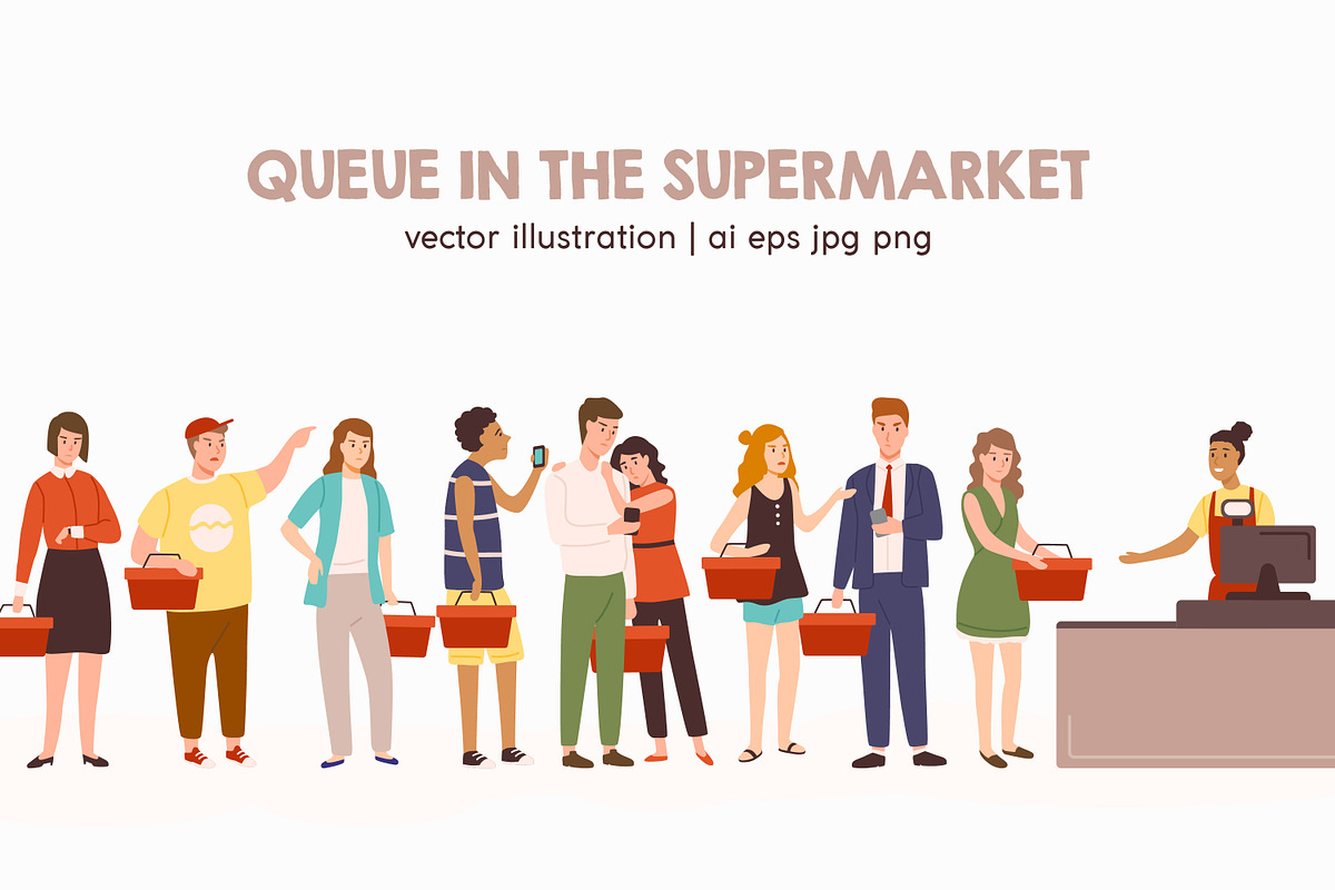 Queue in supermarket in Illustrations - product preview 8
