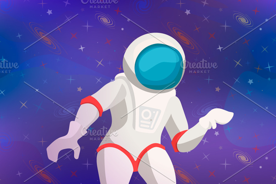 Cute cosmonaut cartoon character
