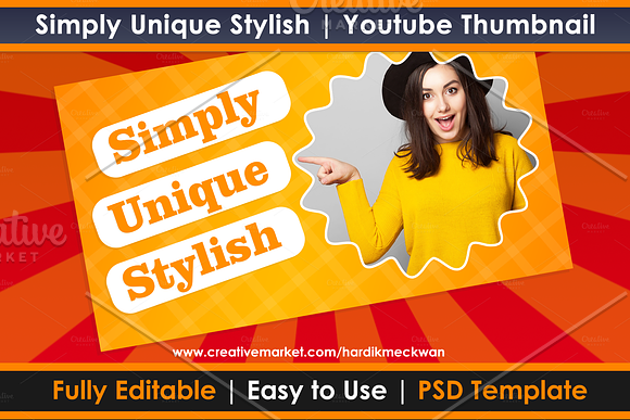 Simply, Unique & Stylish Thumbnail in YouTube Templates - product preview 1