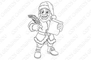 Santa Claus Black And White Outline