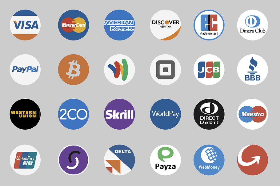 Flat Circular Payment Icons