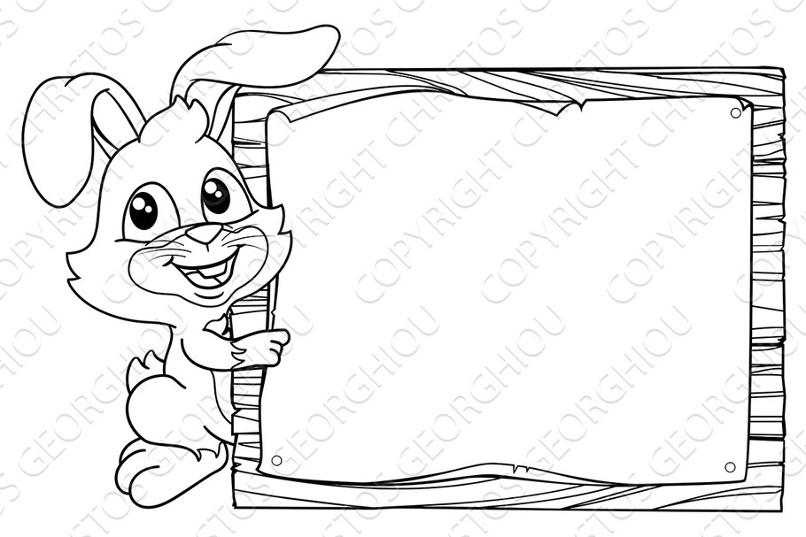 Easter Bunny Rabbit Sign Background in Illustrations - product preview 8
