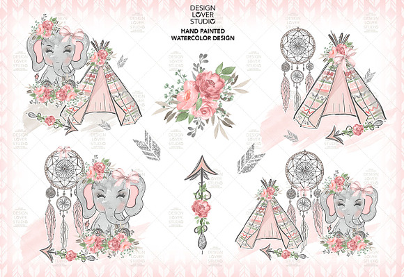 Boho Elephant Cute design in Illustrations - product preview 2