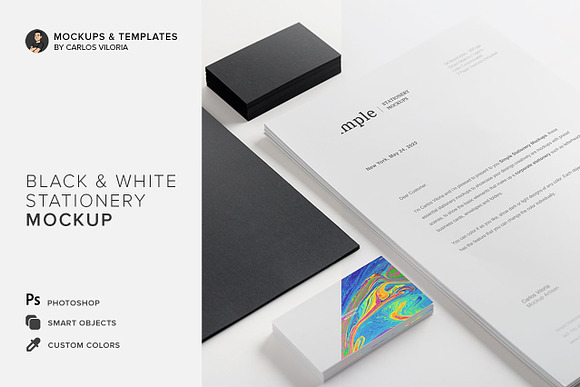 Black & White Stationery Mockup 01 in Branding Mockups - product preview 4