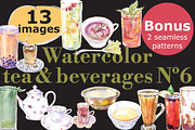 Watercolor vector tea & beverages-6