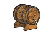 Wine beer barrel sketch vector