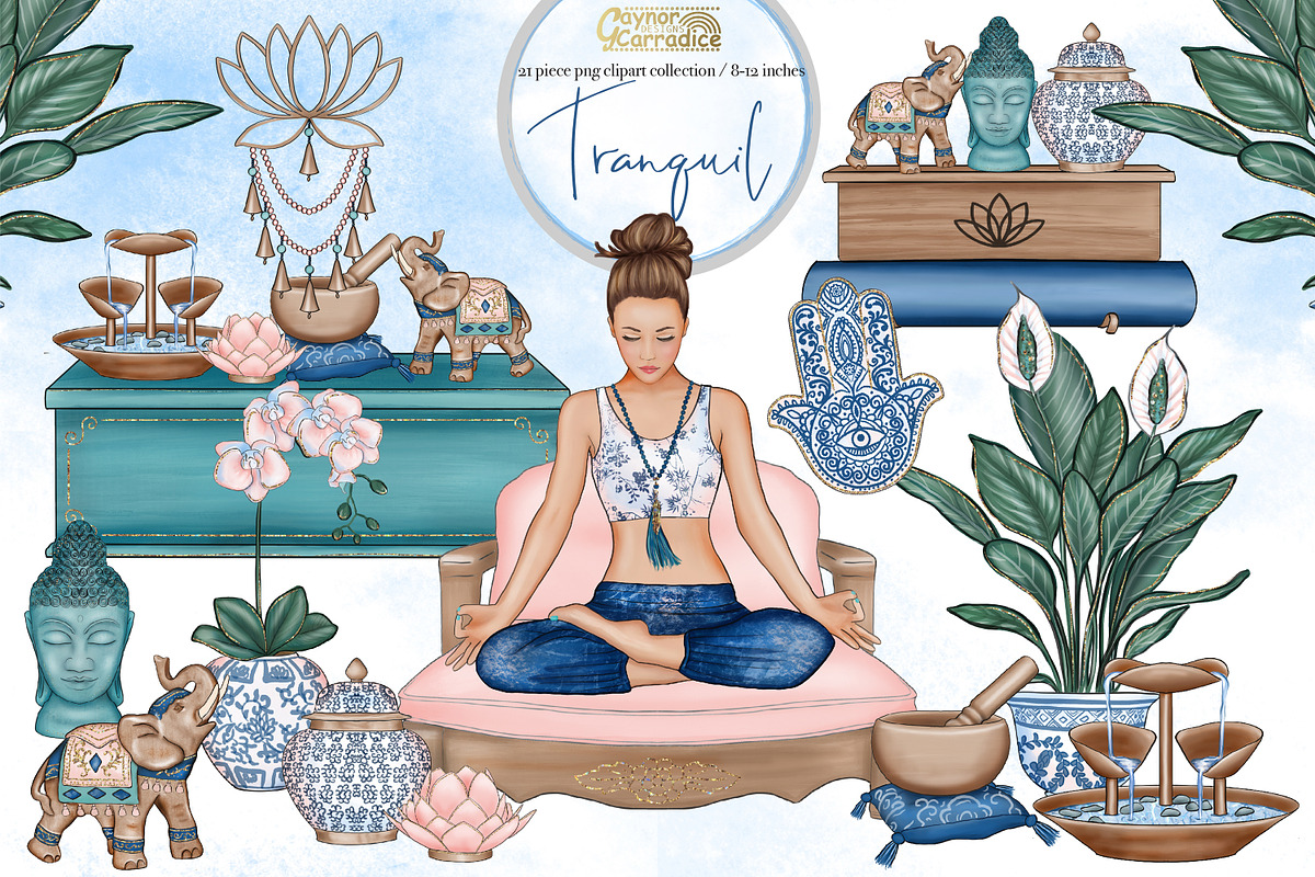 Tranquil - Yoga home clipart in Illustrations - product preview 8