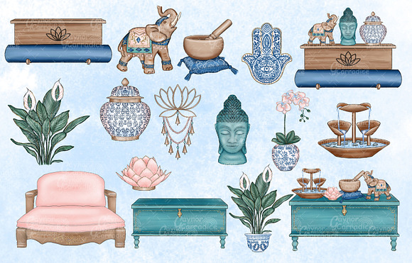 Tranquil - Yoga home clipart in Illustrations - product preview 2