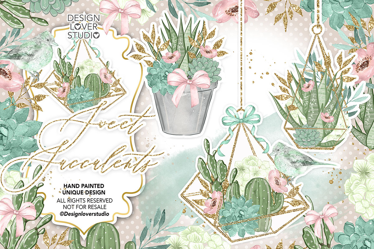 Sweet Succulent design in Illustrations - product preview 8