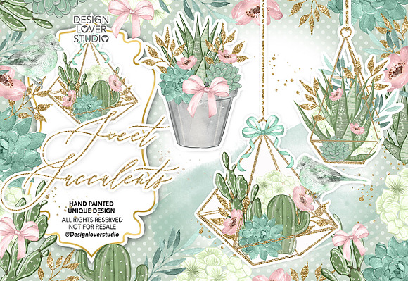 Sweet Succulent design in Illustrations - product preview 2