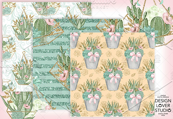 Sweet Succulent digital paper pack in Patterns - product preview 1